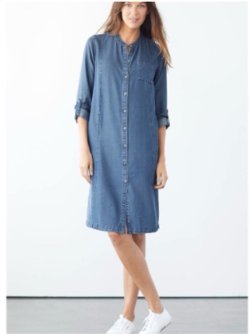 J. Jill Denim Camdenwash Button-Front Shirt Dress SZ Med Tall VGC $99
